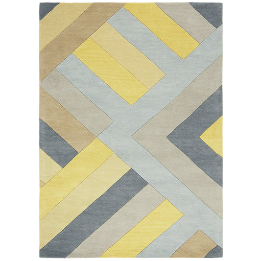 Reef Big Zig Wool Tufted Rugs RF02 in Ochre and Grey