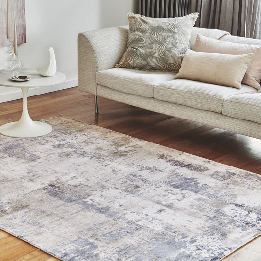 Gatsby Modern Abstract Metallic Viscose Rugs in Cloud