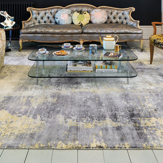 Gatsby Modern Abstract Metallic Viscose Rugs in Gold