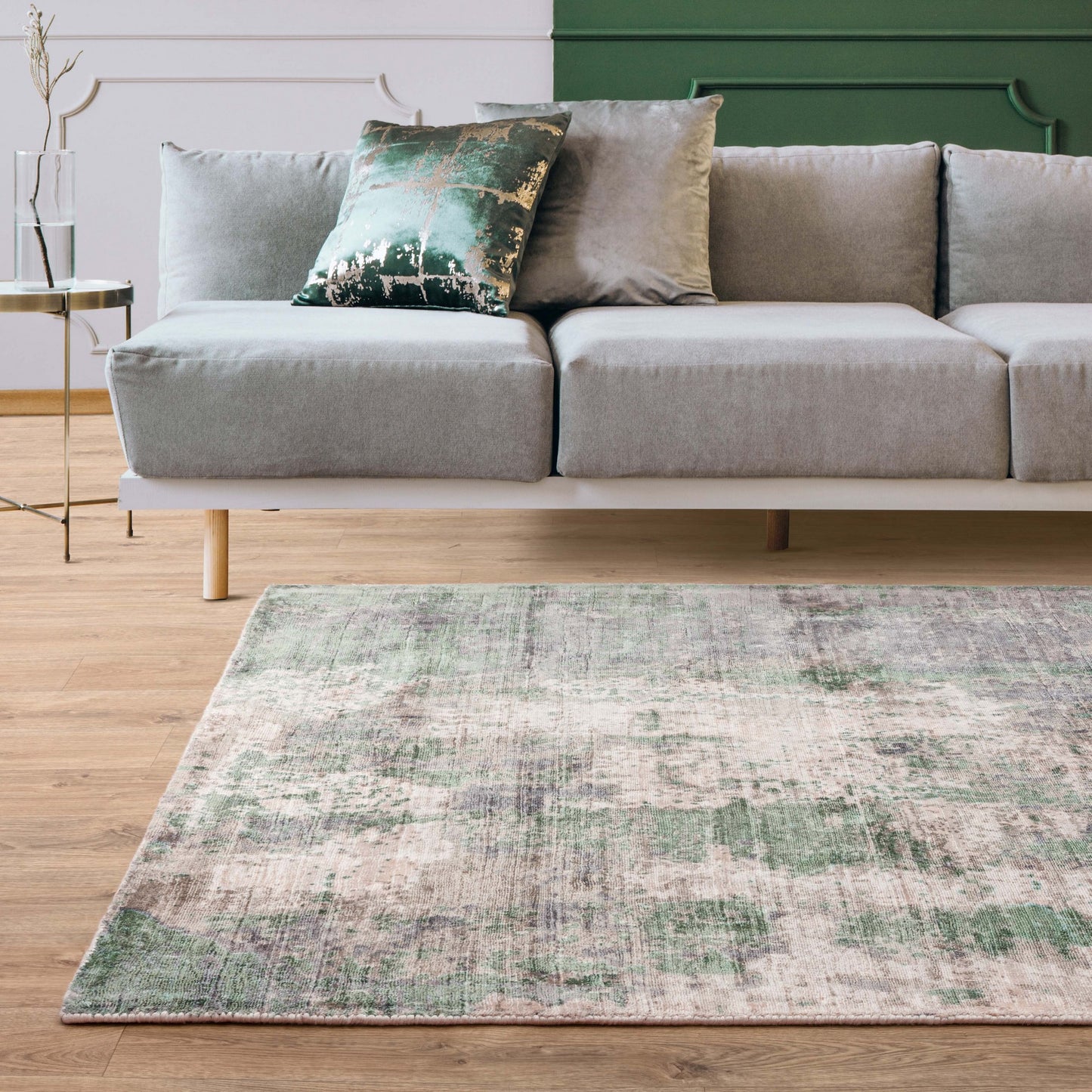 Gatsby Modern Abstract Metallic Viscose Rugs in Green