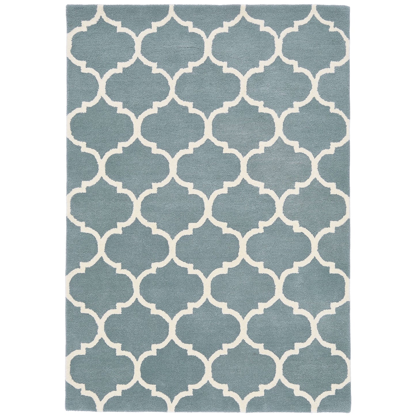 Albany Ogee Modern Arabesque Wool Rugs in Duck Egg Blue