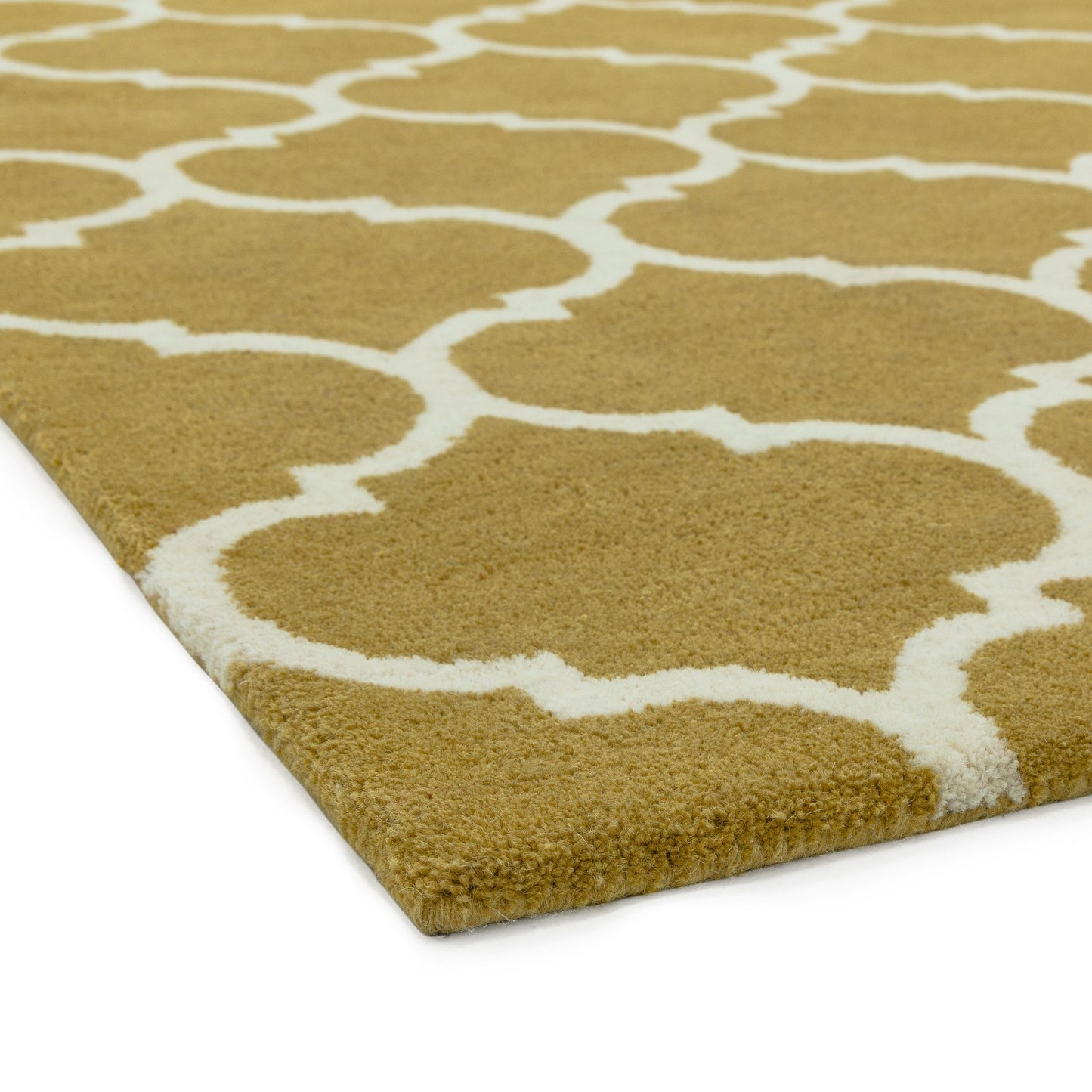 Albany Ogee Modern Arabesque Wool Rugs in Ochre Yellow