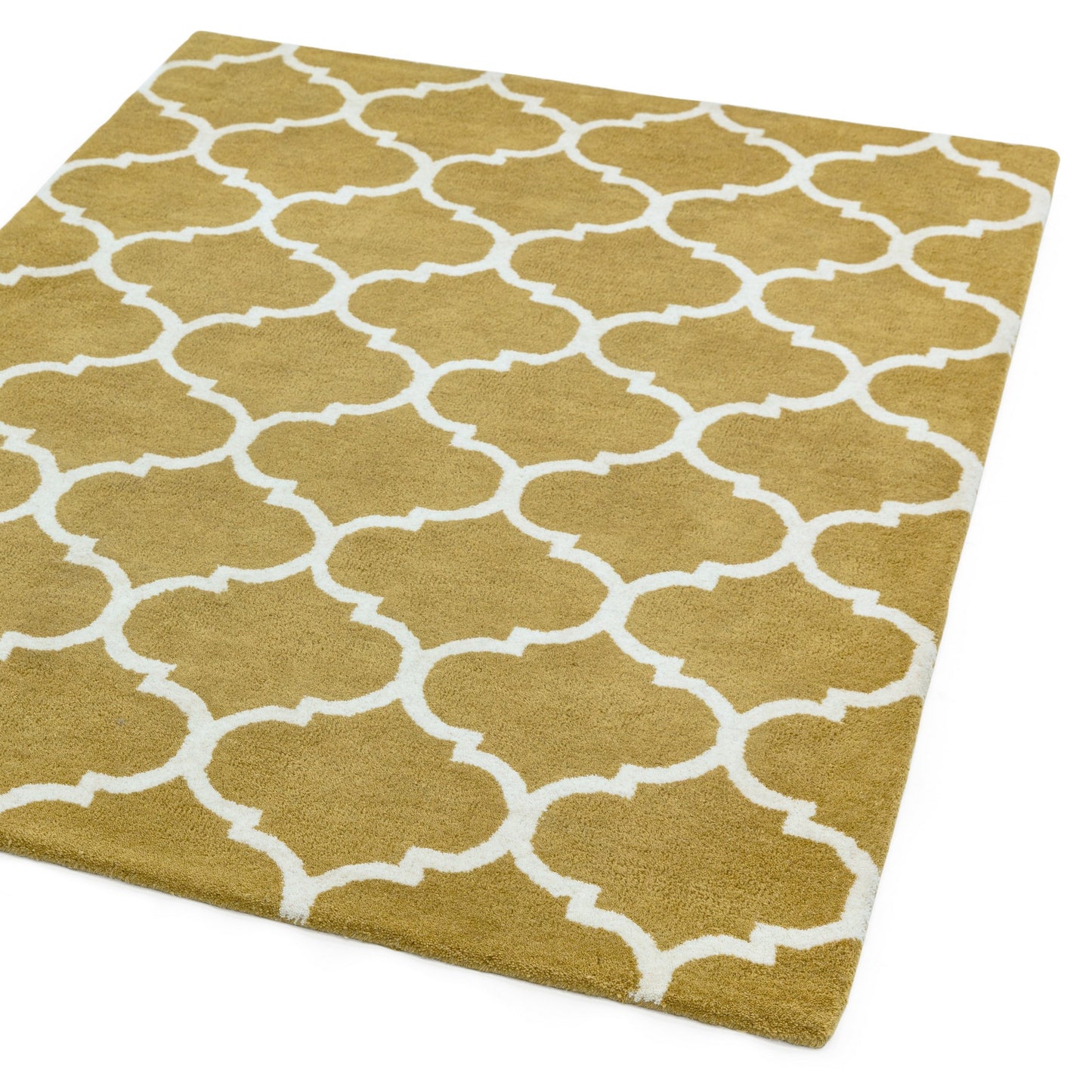 Albany Ogee Modern Arabesque Wool Rugs in Ochre Yellow