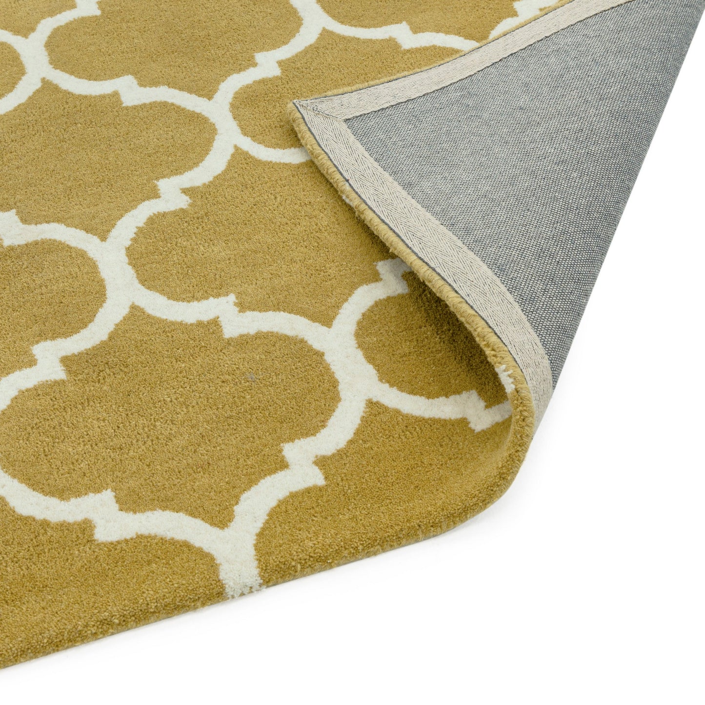 Albany Ogee Modern Arabesque Wool Rugs in Ochre Yellow