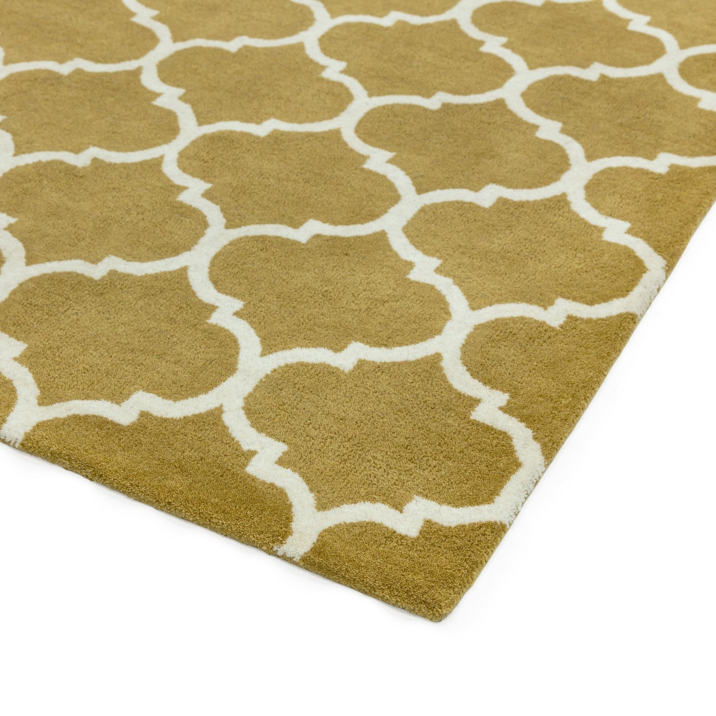 Albany Ogee Modern Arabesque Wool Rugs in Ochre Yellow