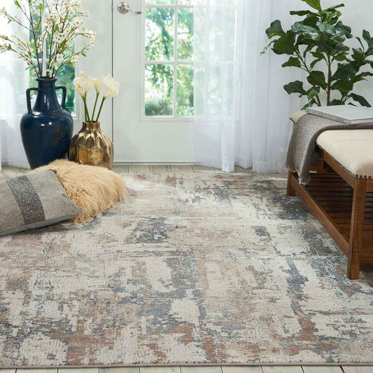 Rustic Textures Abstract Rugs RUS06 in Beige Grey