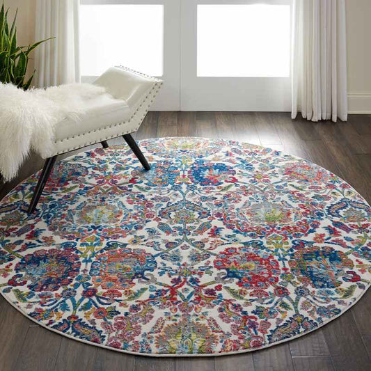 Ankara Global Circle Traditional Persian Rugs ANR06 in IVBLU