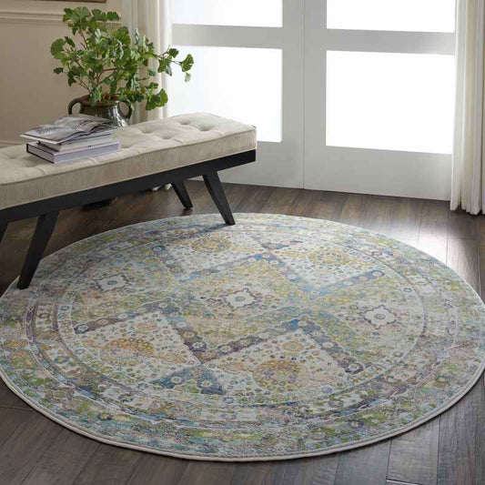 Ankara Global Circle Traditional Persian Rugs ANR07 in Blue Grey