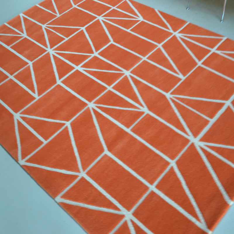 Scion Viso Geometric Wool Rugs 24003 Paprika Orange