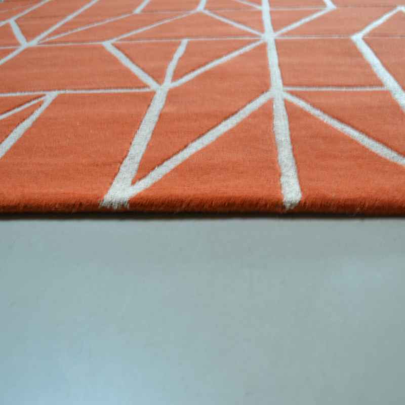 Scion Viso Geometric Wool Rugs 24003 Paprika Orange