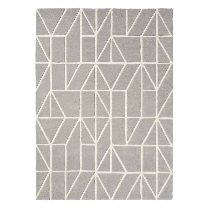 Scion Viso Geometric Wool Rugs 24004 Steel Grey