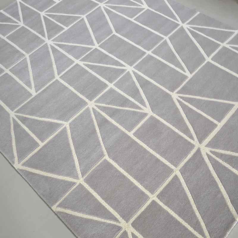 Scion Viso Geometric Wool Rugs 24004 Steel Grey