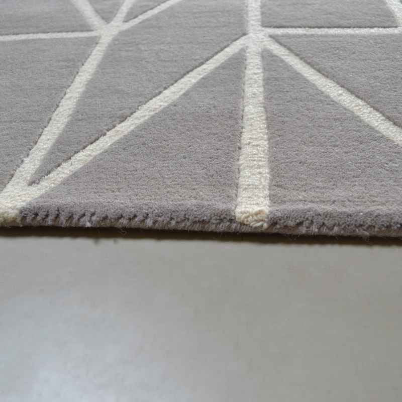 Scion Viso Geometric Wool Rugs 24004 Steel Grey