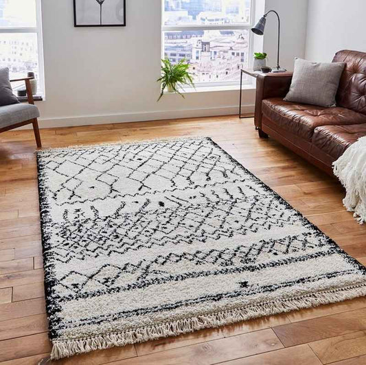 Boho 5402 Moroccan Rugs in Black White