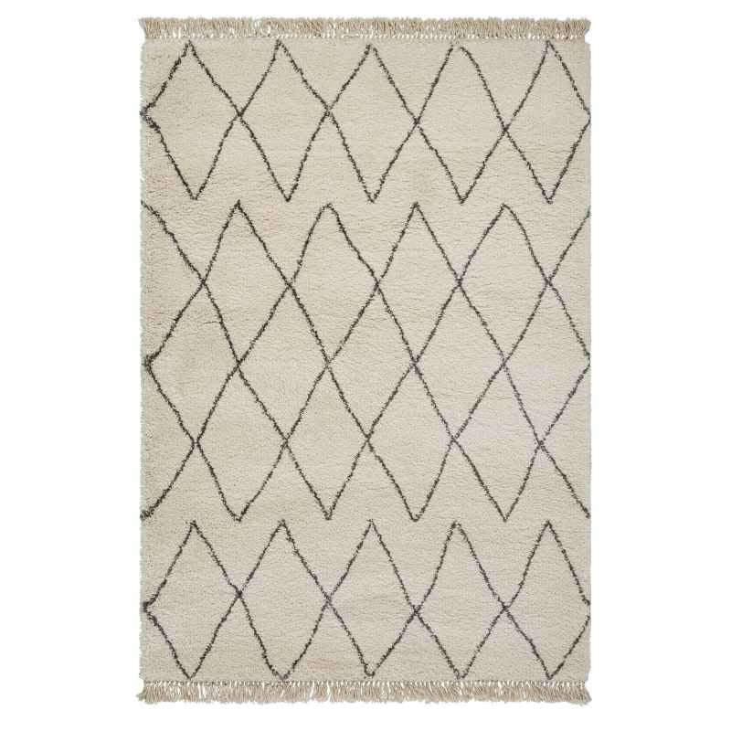 Boho 8280 Berber Shaggy Modern Rugs in Cream Grey