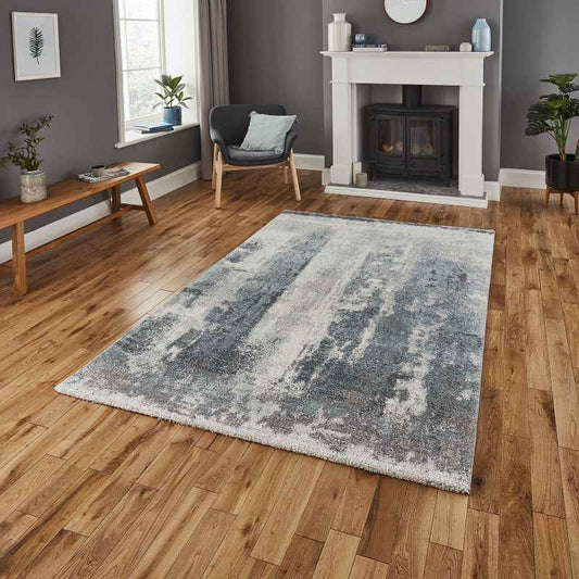 Brooklyn 8595 Modern Abstract Rugs in Ivory Blue