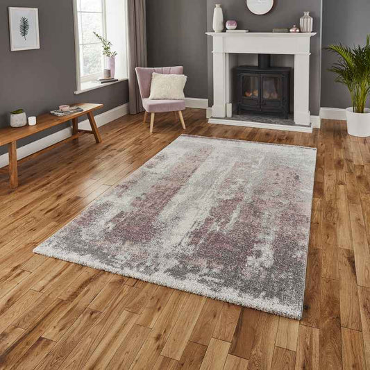 Brooklyn 8595 Modern Abstract Rugs in Ivory Pink