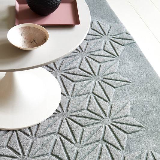 Starburst 3D Wool Rugs in Silver Grey