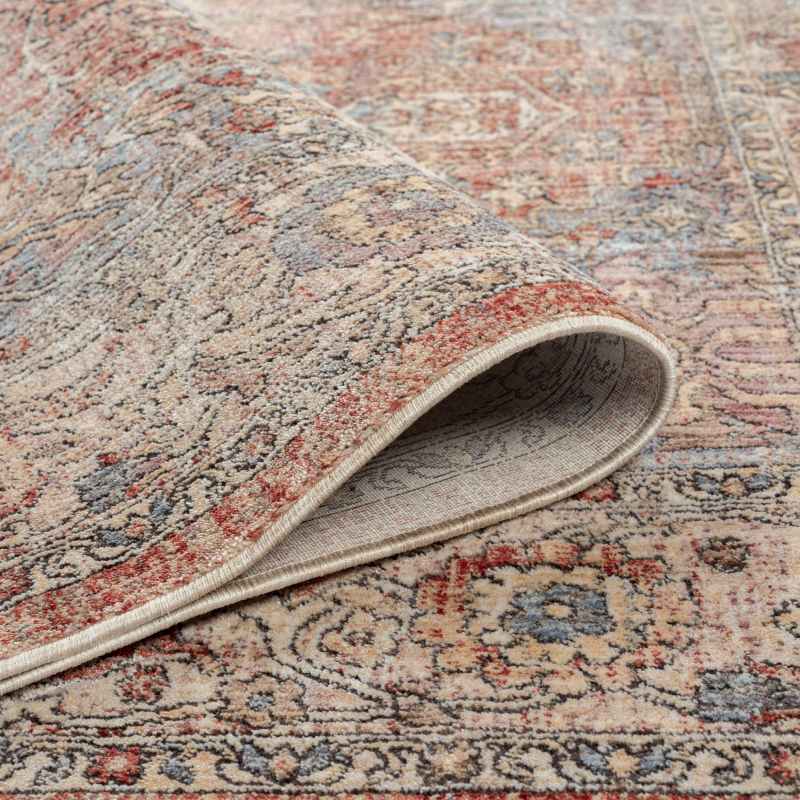 Alia 524AR Traditional Border Rugs in Grey Rose Pink
