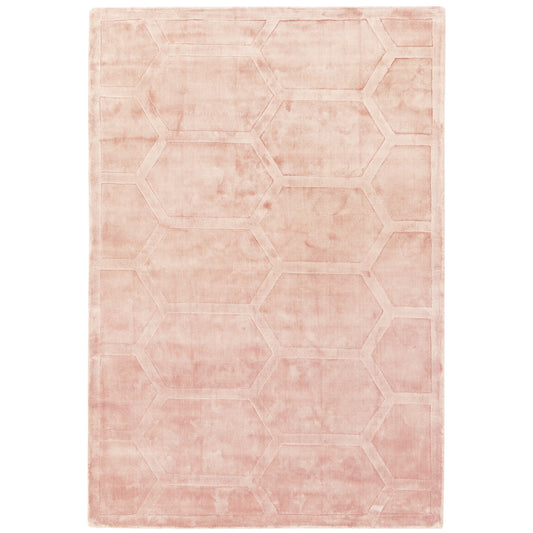 Modern Plain Kingsley Rug with Carved Design in Pink