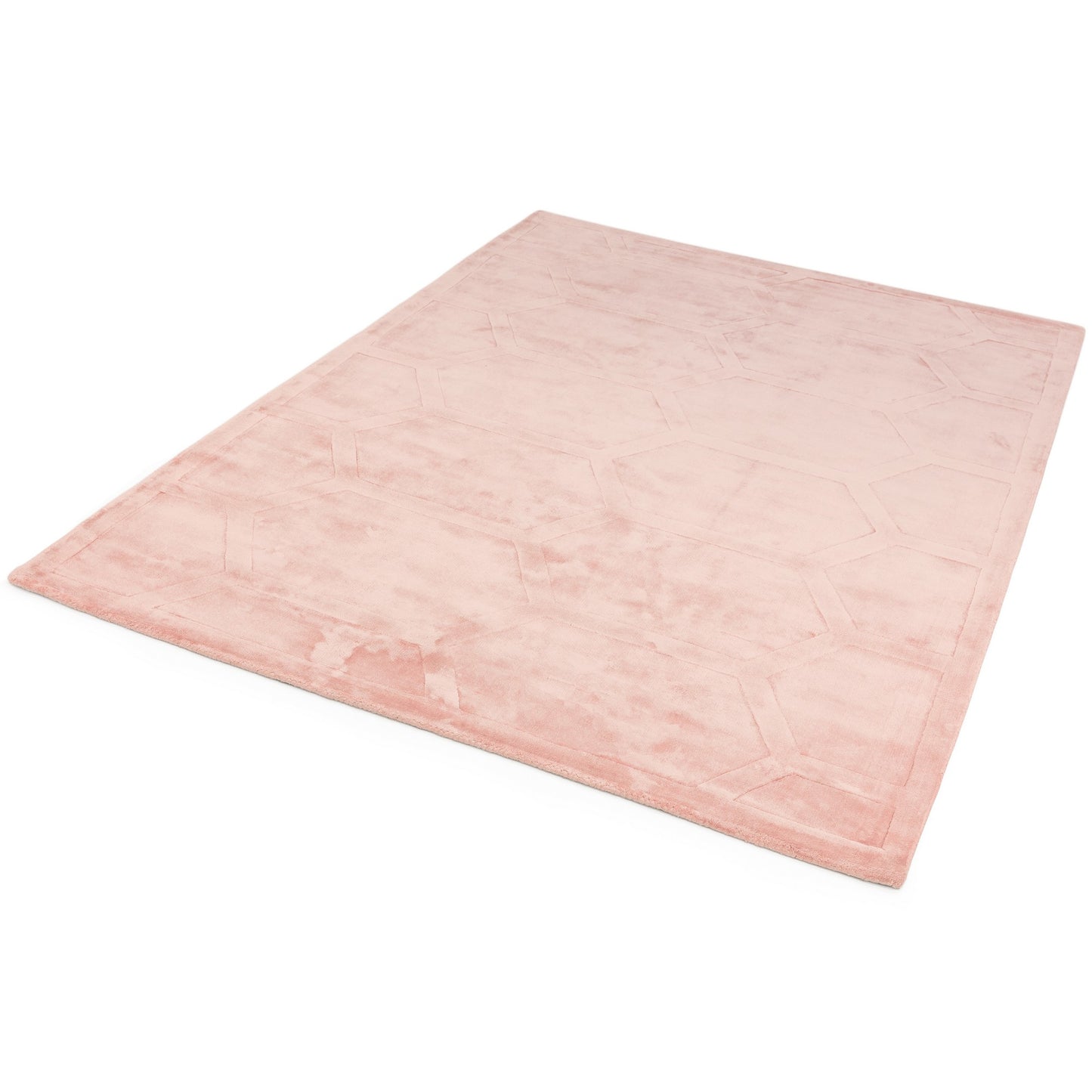 Modern Plain Kingsley Rug with Carved Design in Pink