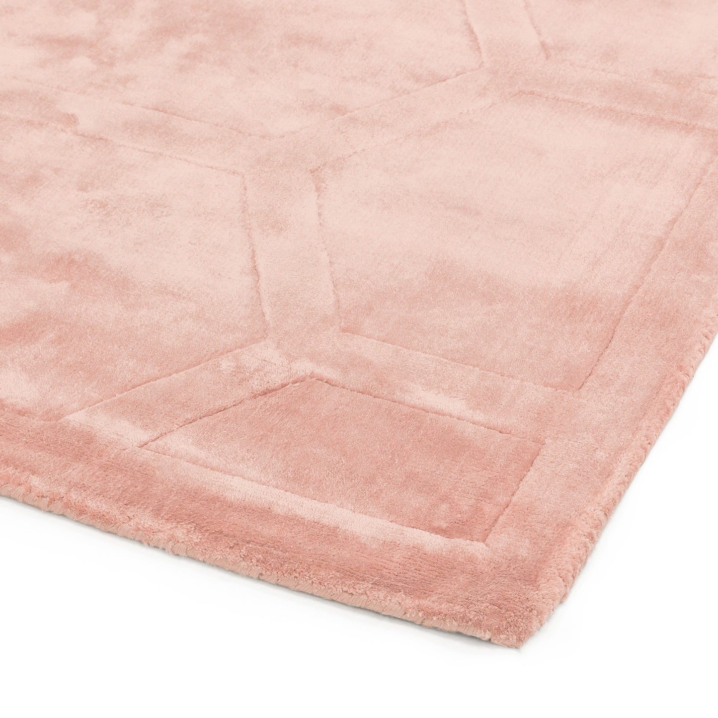 Modern Plain Kingsley Rug with Carved Design in Pink