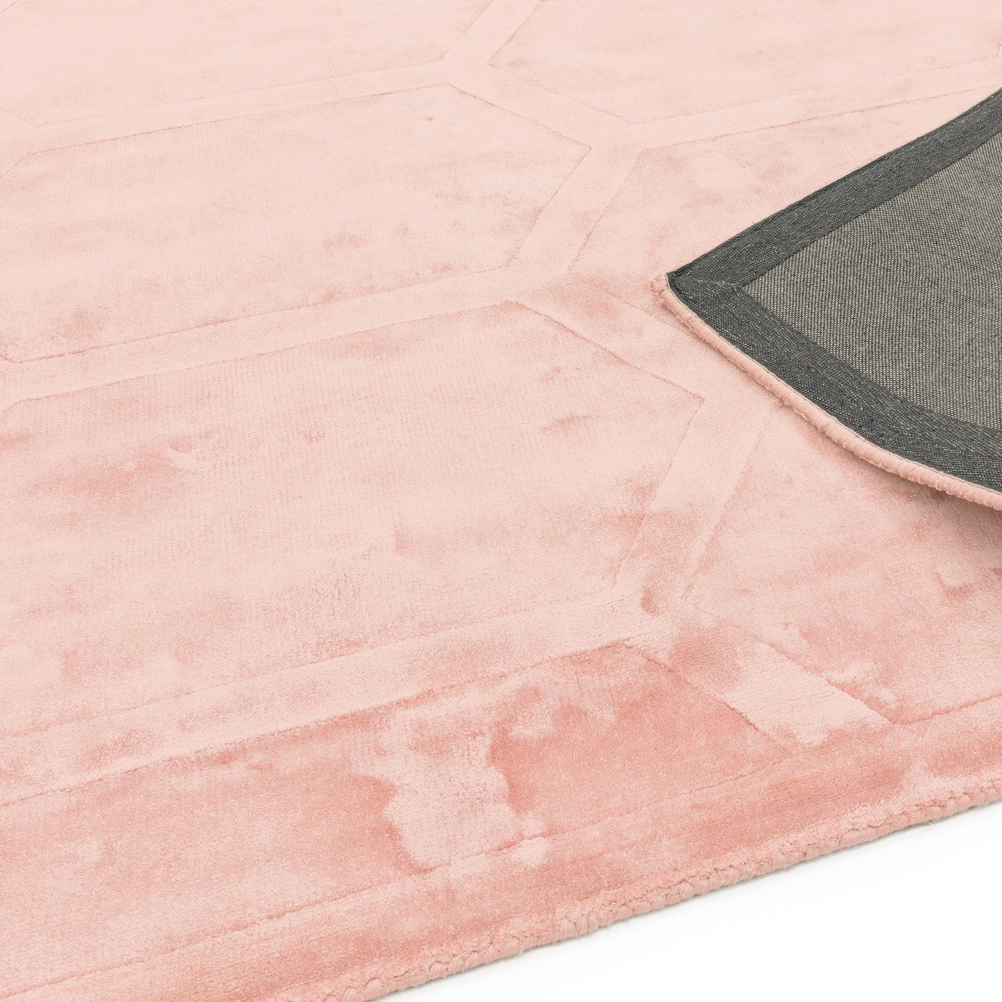 Modern Plain Kingsley Rug with Carved Design in Pink
