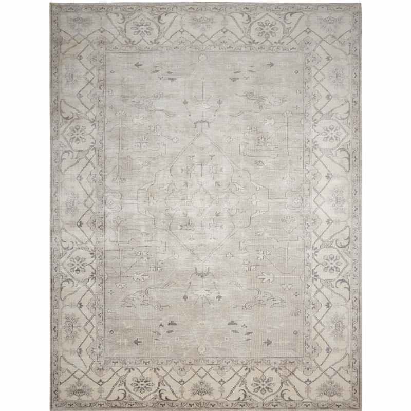 Aldora ALD01 Traditional Bordered Rugs in Silver Grey by Nourison