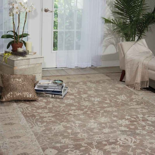 Aldora ALD09 Traditional Bordered Rugs in Sand Beige by Nourison