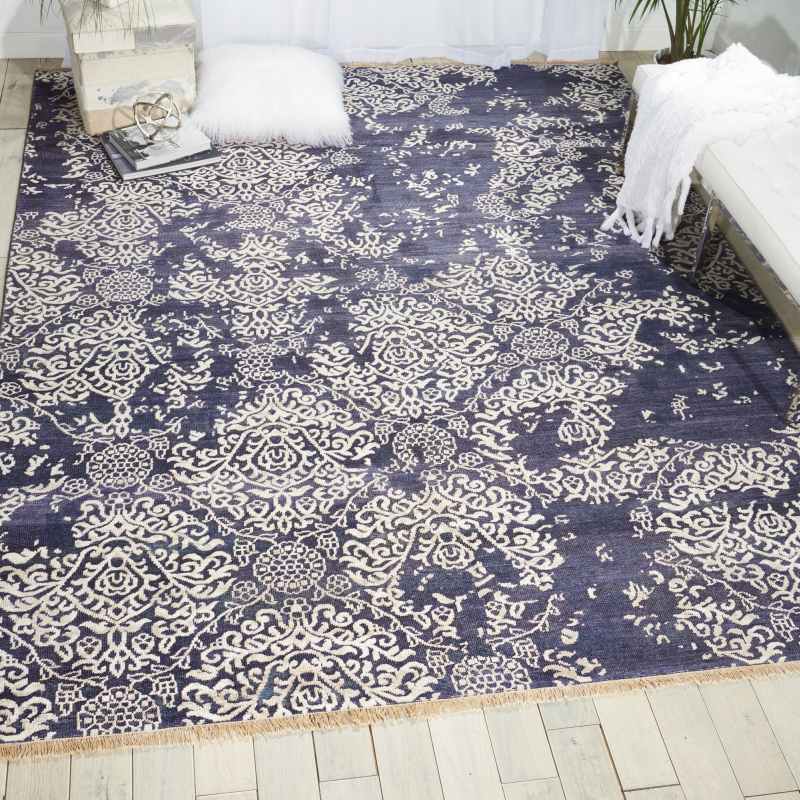 Aldora ALD13 Traditional Bordered Rugs in Royal Blue by Nourison