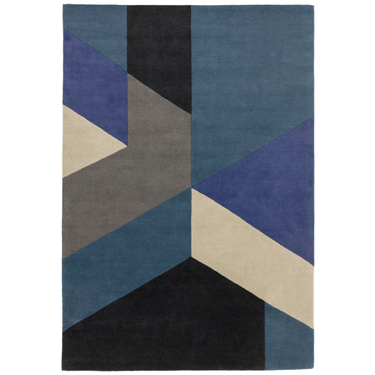 Reef RF13 Big Geo Wool Tufted Rugs in Blue