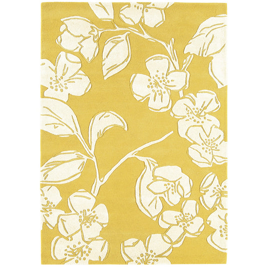 Matrix Devore Floral Wool Rugs MAX15 Yellow