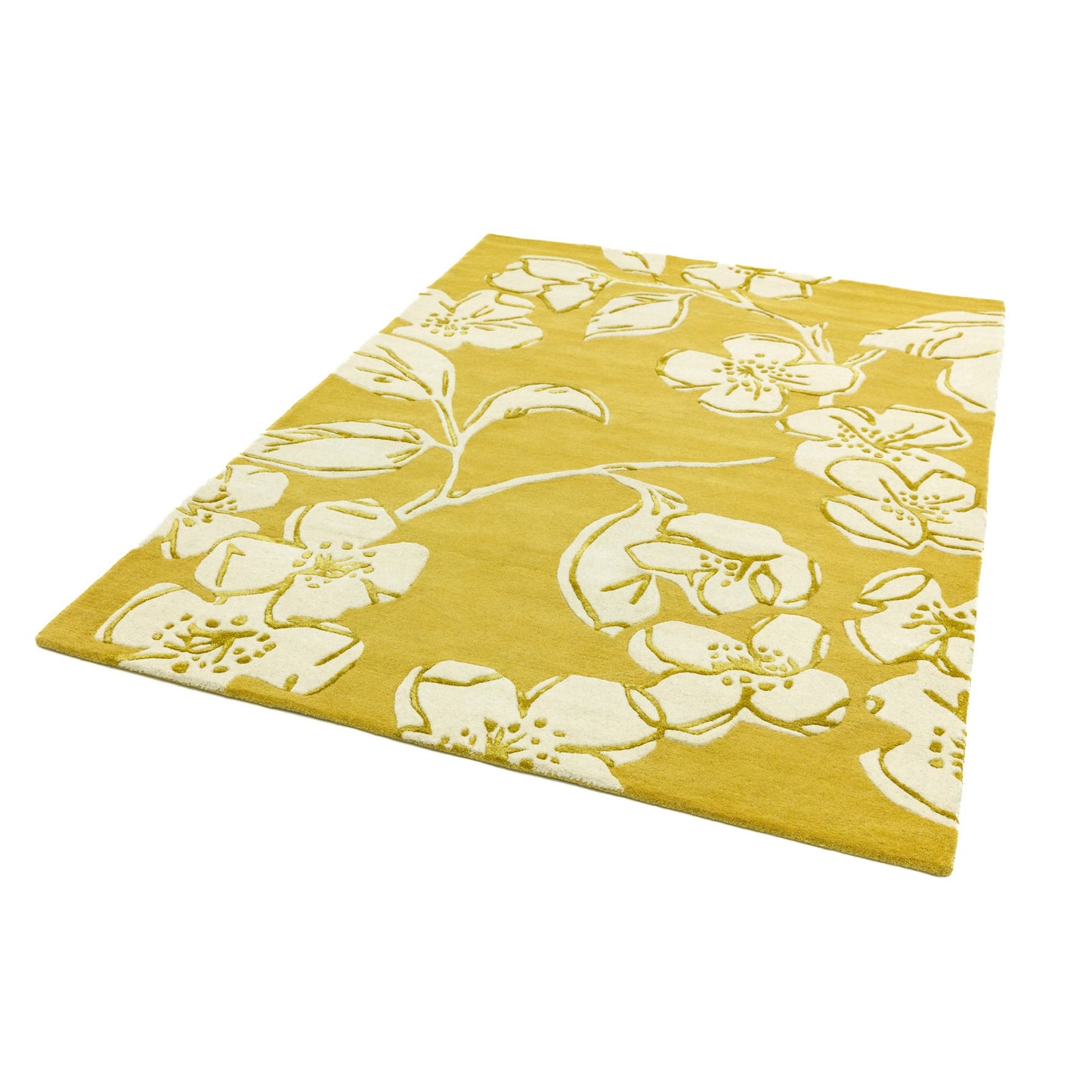 Matrix Devore Floral Wool Rugs MAX15 Yellow