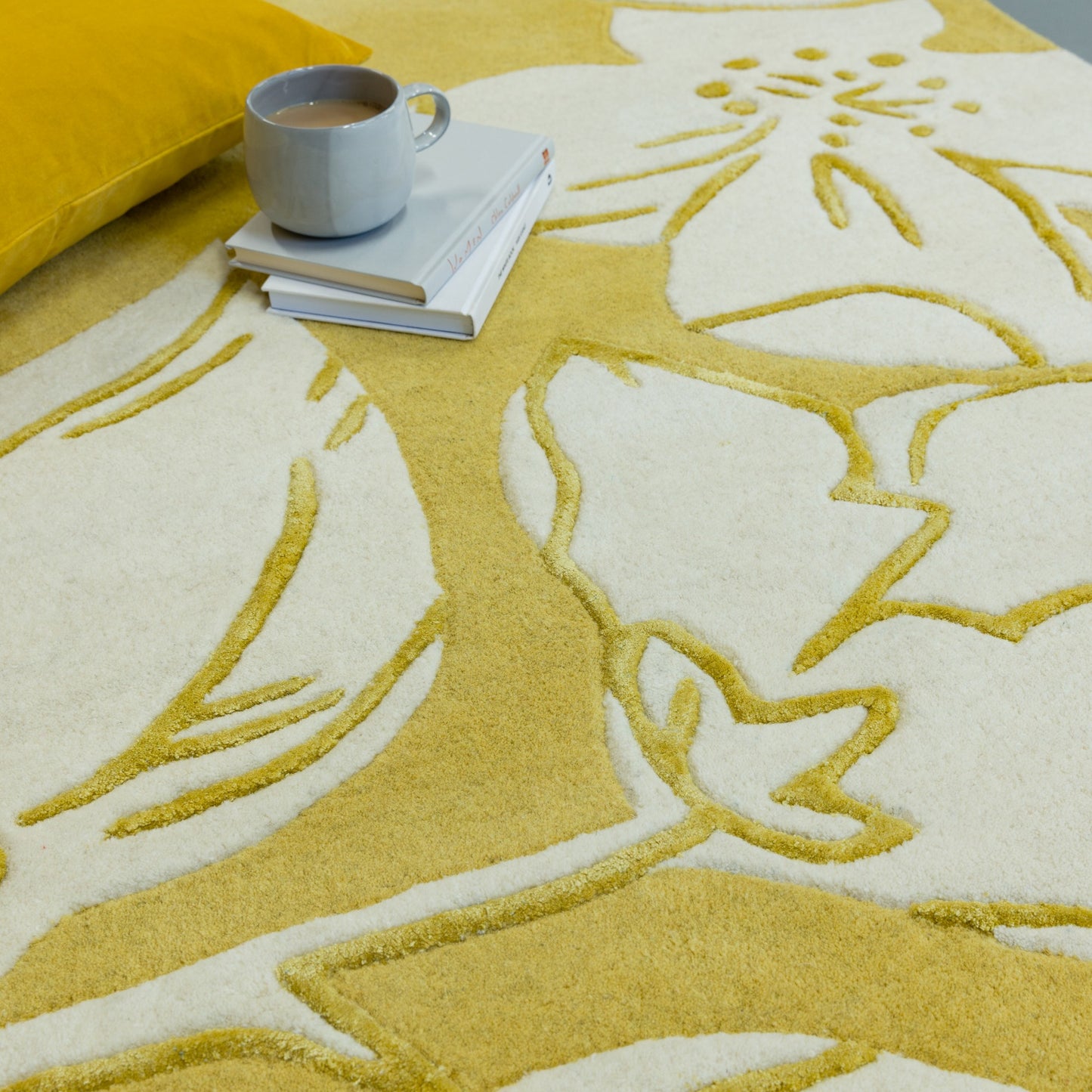 Matrix Devore Floral Wool Rugs MAX15 Yellow