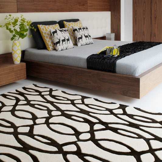 Matrix Wire Modern Geometric Rugs MAX35 White