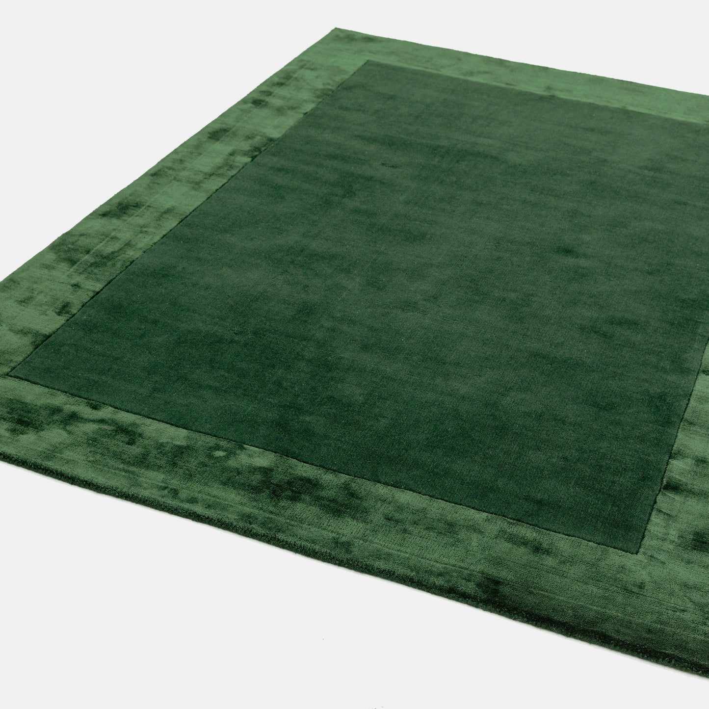 Ascot Plain Modern Bordered Wool Rugs in Green