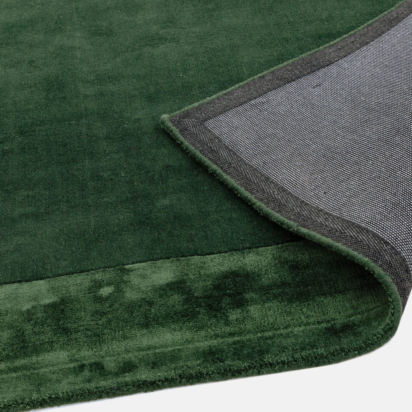 Ascot Plain Modern Bordered Wool Rugs in Green