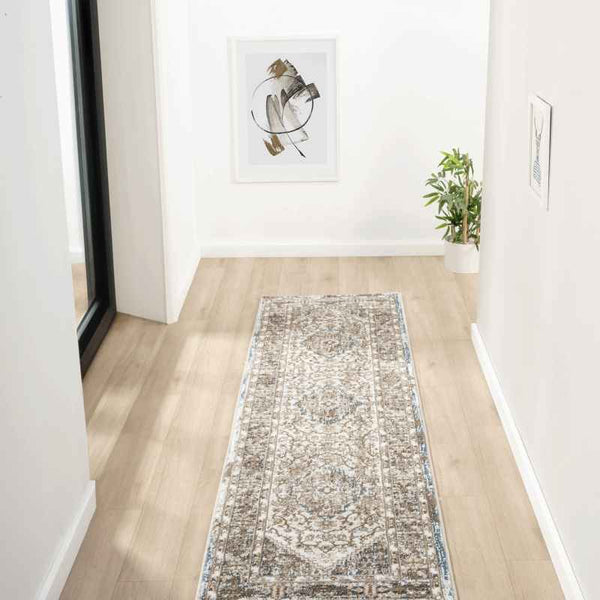 Vintage 552AG Traditional Border Motif Runner Rugs in Blue Anthra – The ...