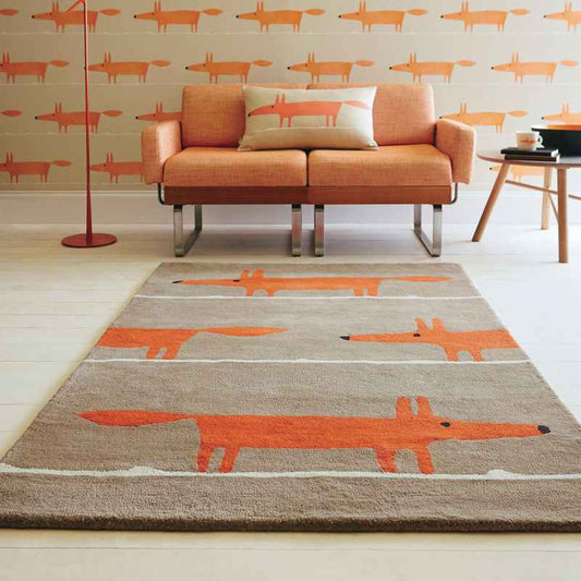 Scion Mr Fox Wool Rugs 25303 in Cinnamon Orange
