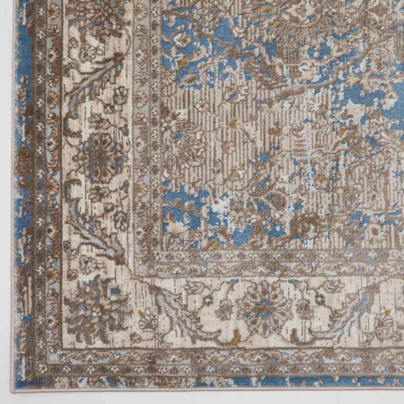 Vintage 553A2 Traditional Border Motif Rugs in Blue