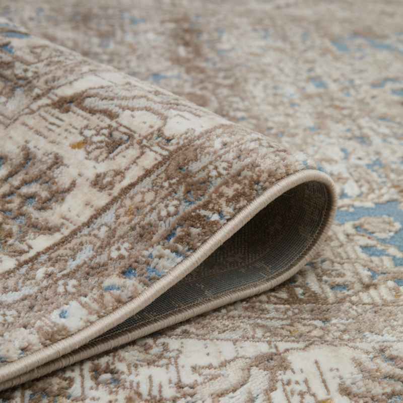 Vintage 553A2 Traditional Border Motif Rugs in Blue