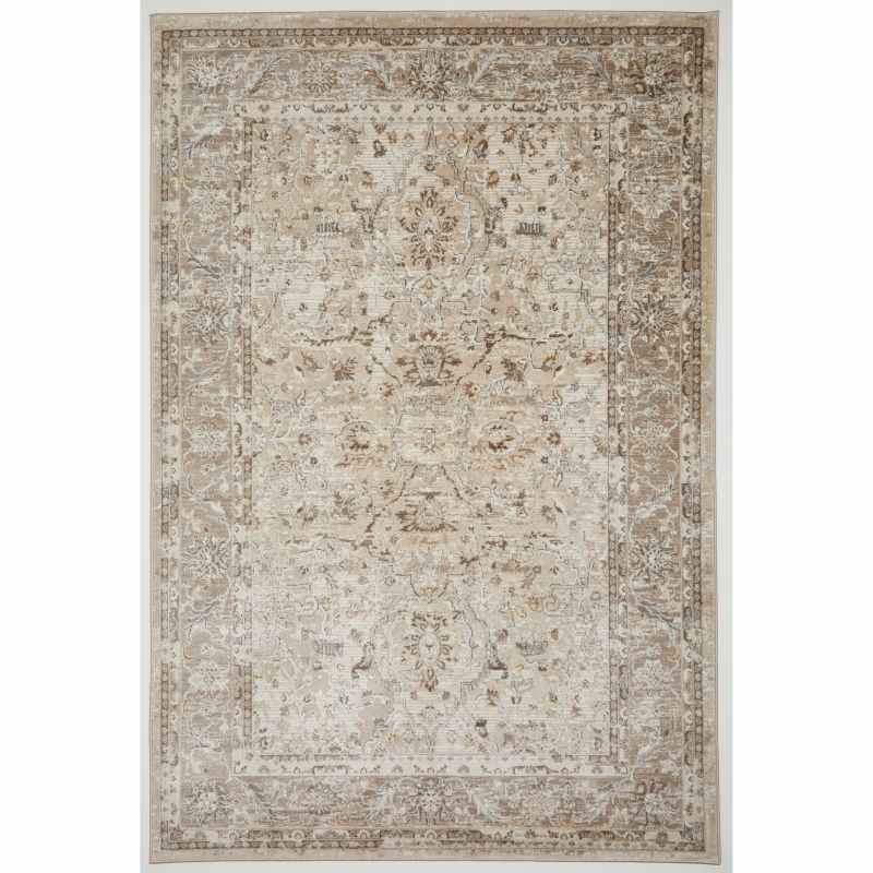 Vintage 553A2 Traditional Border Motif Rugs in Cream Beige