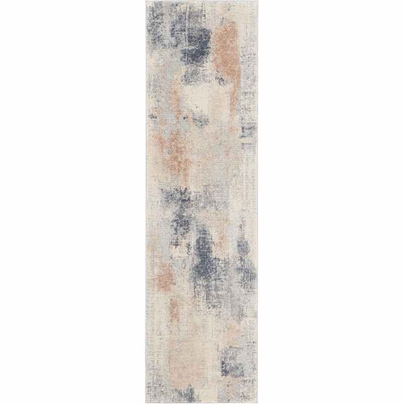 Rustic Textures Abstract Runner Rugs RUS02 in Beige Grey
