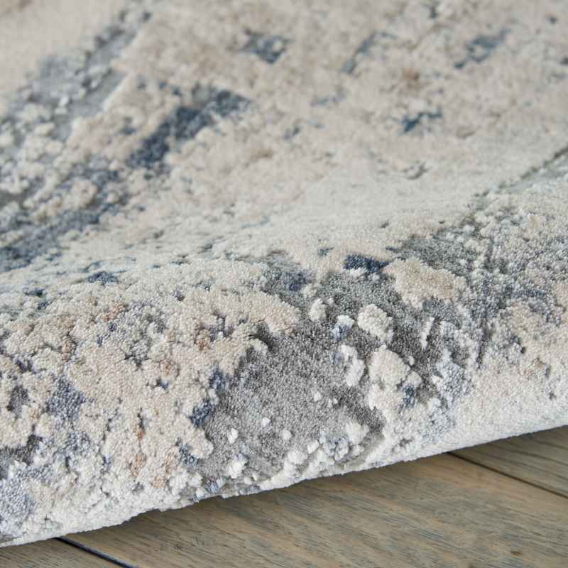 Rustic Textures Abstract Runner Rugs RUS04 in Beige Grey