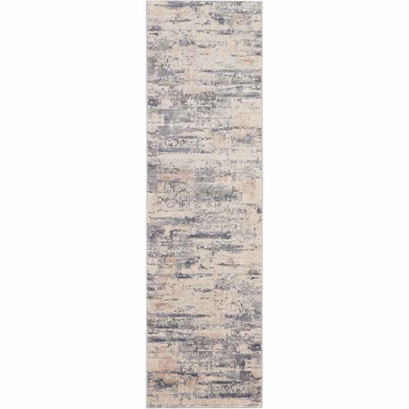 Rustic Textures Abstract Runner Rugs RUS04 in Beige Grey