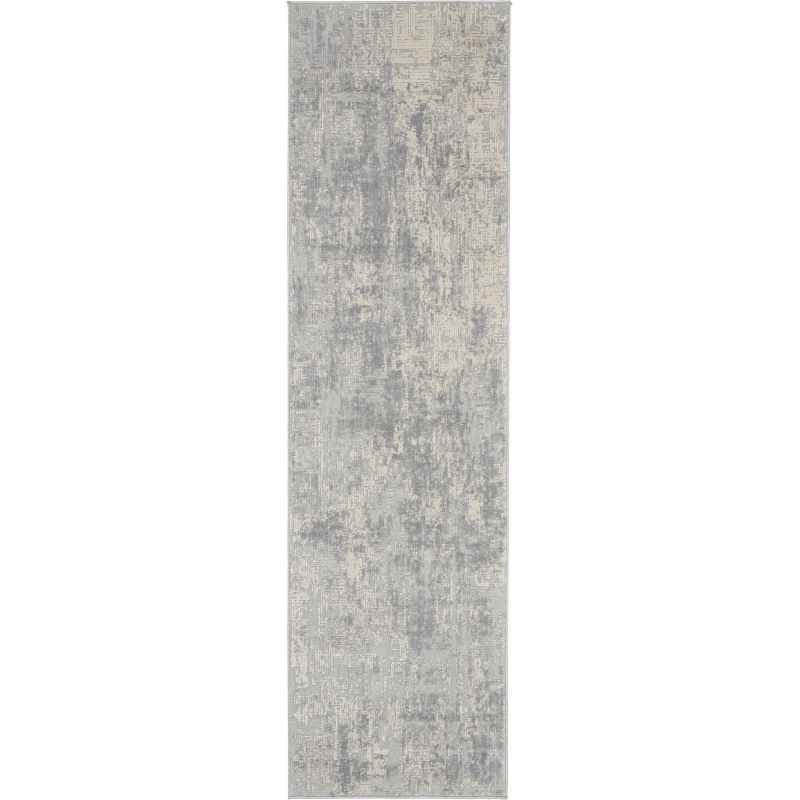 Rustic Textures Abstract Runner Rugs RUS01 in Ivory Silver