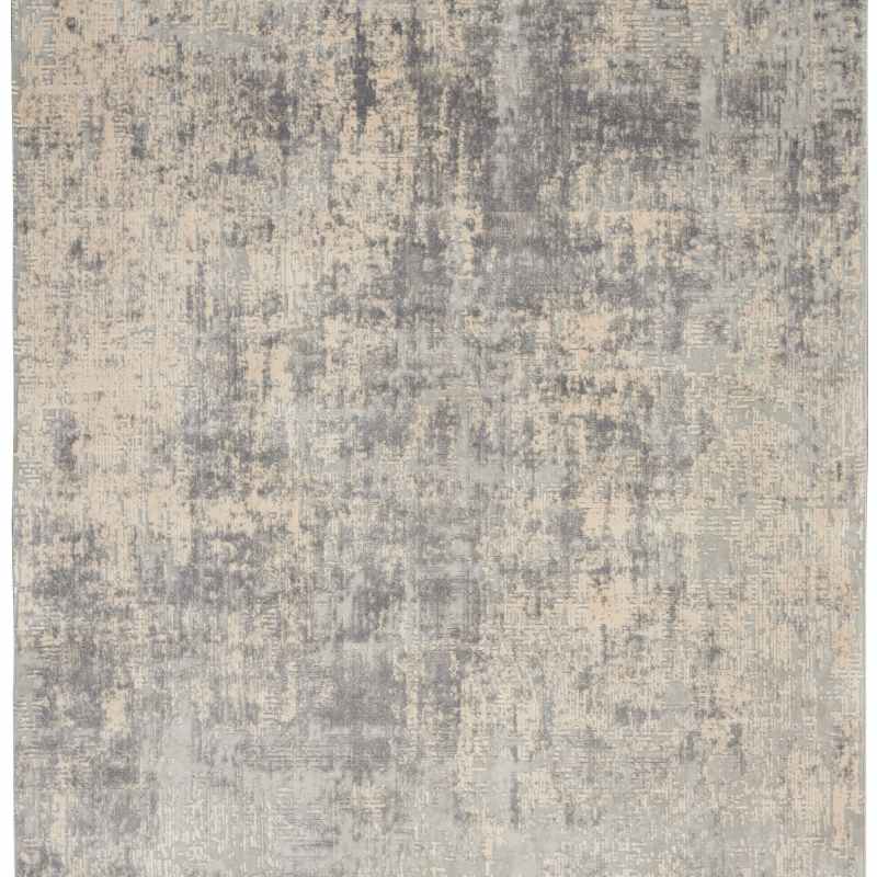 Rustic Textures Abstract Runner Rugs RUS01 in Ivory Silver