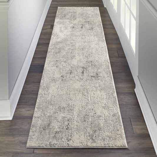 Rustic Textures Abstract Runner Rugs RUS07 in Grey Beige