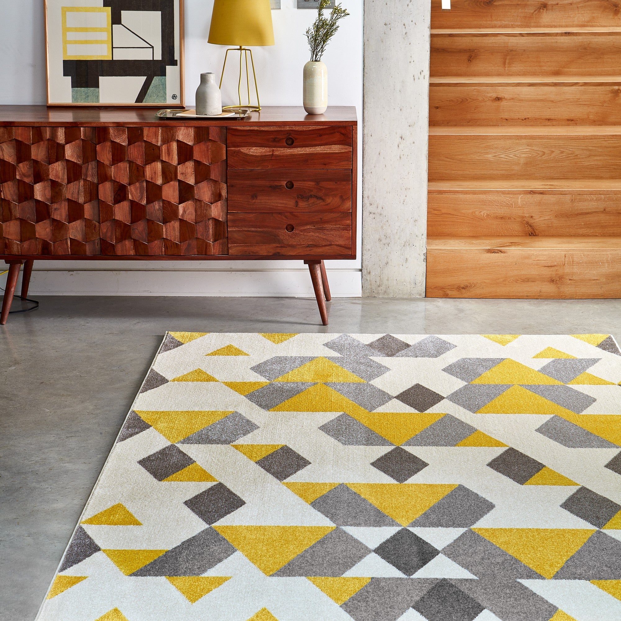 Colt CL18 Pyramid Geometric Rugs in Mustard Yellow – The Rug Seller