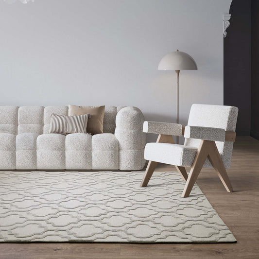 Dixon Ogee Luxury Wool Viscose Rugs in Grey